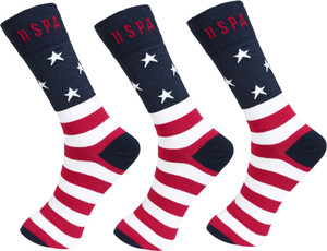 U.S. Polo Assn Men Striped Ankle Length Socks