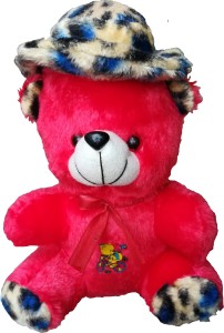COST TO COST Soft Toy Red Teddy Black Cap  - 25 cm