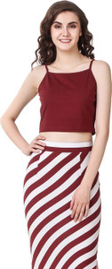 Texco Casual Sleeveless Solid Women Maroon Top
