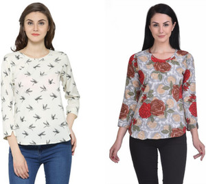 DARZI Casual 3/4th Sleeve Printed Women's Multicolor Top