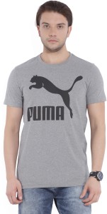 puma graphic print men round neck grey t-shirt 57556203Medium Gray Heather