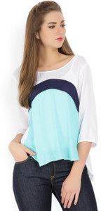 People Casual 3/4th Sleeve Solid Women White Top