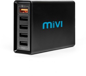 Mivi Desktop USB Charging Station HUB: [ Qualcomm® Quick ChargeTM3.0 certified] 5 port 8A USB Turbo charging adapter with fast charging Mobile Charger