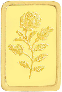 Malabar Gold and Diamonds Rose Impression 24 (9999) K 1 g Yellow Gold Bar