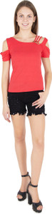 Western World Party Shoulder Strap Solid Women's Orange Top