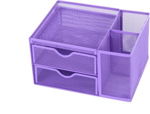 Callas 5 Compartments Metal Mesh Desk Organiser Purple Best Price