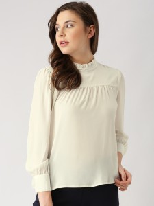 Marie Claire Casual Full Sleeve Solid Women White Top