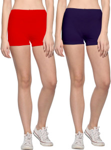 69Gal Solid Men & Women Red, Dark Blue Compression Shorts