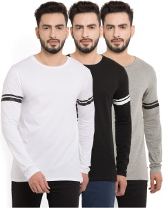billion perfectfit striped men round or crew multicolor t-shirt(pack of 3) BTS029