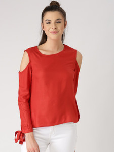 Marie Claire Casual Full Sleeve Solid Women's Red Top