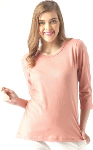 Marie Claire Casual 3/4th Sleeve Solid Women Pink Top