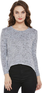 Miss Chase Casual Full Sleeve Solid Women's Grey Top