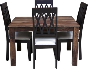 induscraft solid wood 4 seater dining set(finish color - brown)