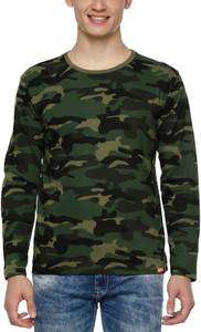 Wear Your Opinion Military Camouflage Men's Round Neck Green T-Shirt