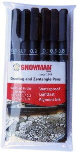 Snowman Drawing, Zentangle & Manga Fine Liner Pens