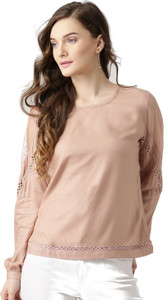 Marie Claire Casual Full Sleeve Solid Women Pink Top