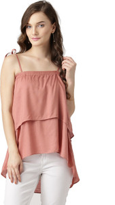 Marie Claire Casual Noodle strap Solid Women's Pink Top