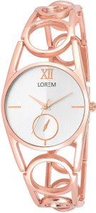 LOREM New LR213 Rose Gold Metal Chronograph Pattern Bracelet Girls Watch - For Women