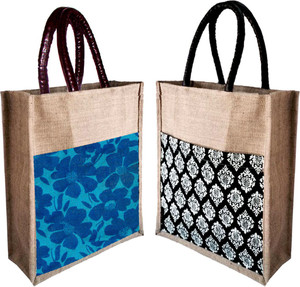 foonty /multipurpose handbags/pack of 2 jute Lunch Bag