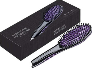 VibeX ™ MiroPure 2 in 1 Ionic Hair Straightener Brush with Heat Resistant Glove and Temperature Lock Function Straightening Comb™ - Type-033 Hair Straightener