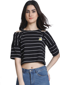Raaika Party Half Sleeve Striped Women Multicolor Top