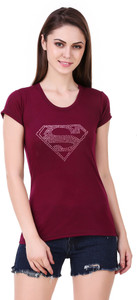 Subu Solid Women Round Neck Maroon T-Shirt