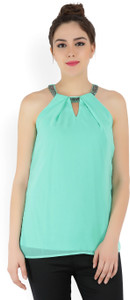 Jealous Club 21 Casual Sleeveless Solid Women Light Green Top