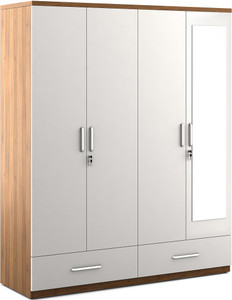 Spacewood Classy Engineered Wood 4 Door Wardrobe Finish Color