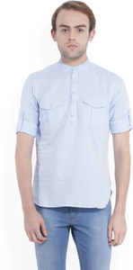 Locomotive Men's Solid Casual Light Blue Shirt