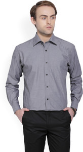 raymond men solid formal grey shirt RMSX05074-K4Black