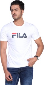 fila printed men round neck black t-shirt 12004170WHT