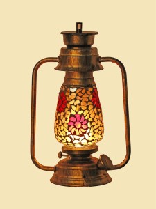 Afast Antique Wall Mount Lantern Lamp Light With Glass Hand Decorated With Colorful Articles For Special Lighting Effects A2 Multicolor Iron, Glass Lantern
