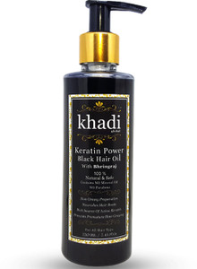 Khadi Global Keratin Power Black Hair Oil With Bhringraj 100 Natural Safe No Mineral Oil No Parabens 220 Ml Hair Oil220 Ml