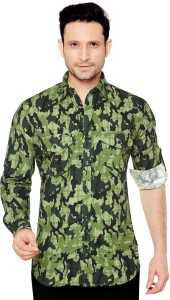 GlobalRang Men's Military Camouflage Casual Spread Shirt