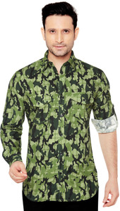 GlobalRang Men's Military Camouflage Casual Multicolor Shirt