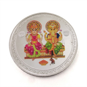 Taraash Multicolor Maa Lakshmi & Ganesh Ji S 999 10 g Silver Coin