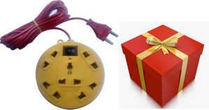 S.Blaze FREE Surprise Gift with Multi-Colour 5+1 Mini Power Strip Extension Cord with ON /OFF Switch & 3-4m lengthy wire, 1 Three Pin Socket + 4 A Two Pin Socket