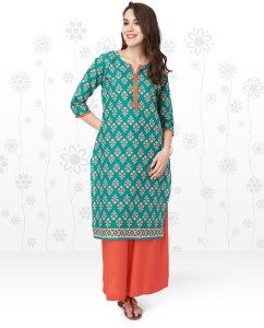 anmi floral print women straight kurta(green) AS17K050A-Green