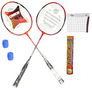 Cosco CB-95 Badminton Kit ( 2 Rackets, 2 Grip, 1 Nylon Badminton Net ,1 Fieldking shuttle cock- Pack of 10 ) Badminton Kit