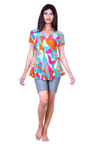 ROVARS Swim-dress Geometric Print Women's Swimsuit