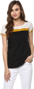 Krapal Party Short Sleeve Solid Women Multicolor Top
