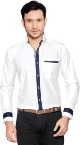 GlobalRang Men's Solid Casual White Shirt