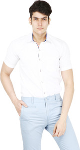 BASE 41 Men Solid Casual White Shirt
