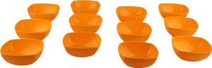 Homray Opulence Microwave Safe & Unbreakable Sunset Yellow Square 350 ml Bowls (Set of 12) Polypropylene Bowl Set
