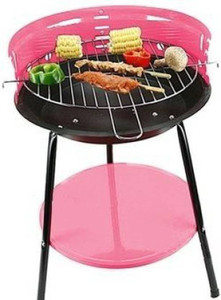Sukot 14 inch tripod Stand Charcoal BBQ Barbecue Grill Roaster + 4 Skewers BBQ Sticks Iron Roast Fork, Salad Fork