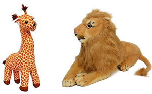 AKSHAT Madasagcar Combo - Melman Girrafe and Alex Lion - 32 cm (Multicolor) - 32 cm