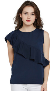 Miss Chase Formal Sleeveless Solid Women's Dark Blue Top
