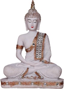 heeran art vastu fengshui religious idol of lord gautama buddha statue decorative showpiece  -  24 cm(microfibre, white)