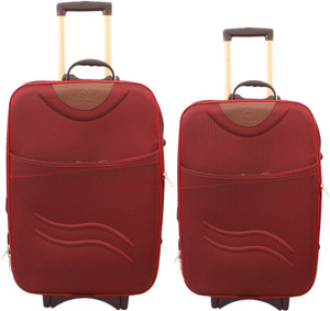 GOYMA Stylish Hard Shell Expandable (20,24) Inches Maroon Color Trolley Bag Pack Of 2 Cabin Luggage - 24 inch