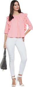 FAMOUS BY PAYAL KAPOOR Casual 3/4th Sleeve Solid Women's Pink Top